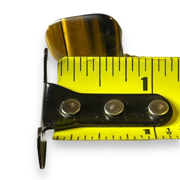 Vintage Genuine Tigers Eye Tie Tack Silver Tone Tie Pin - Picture 4 of 5